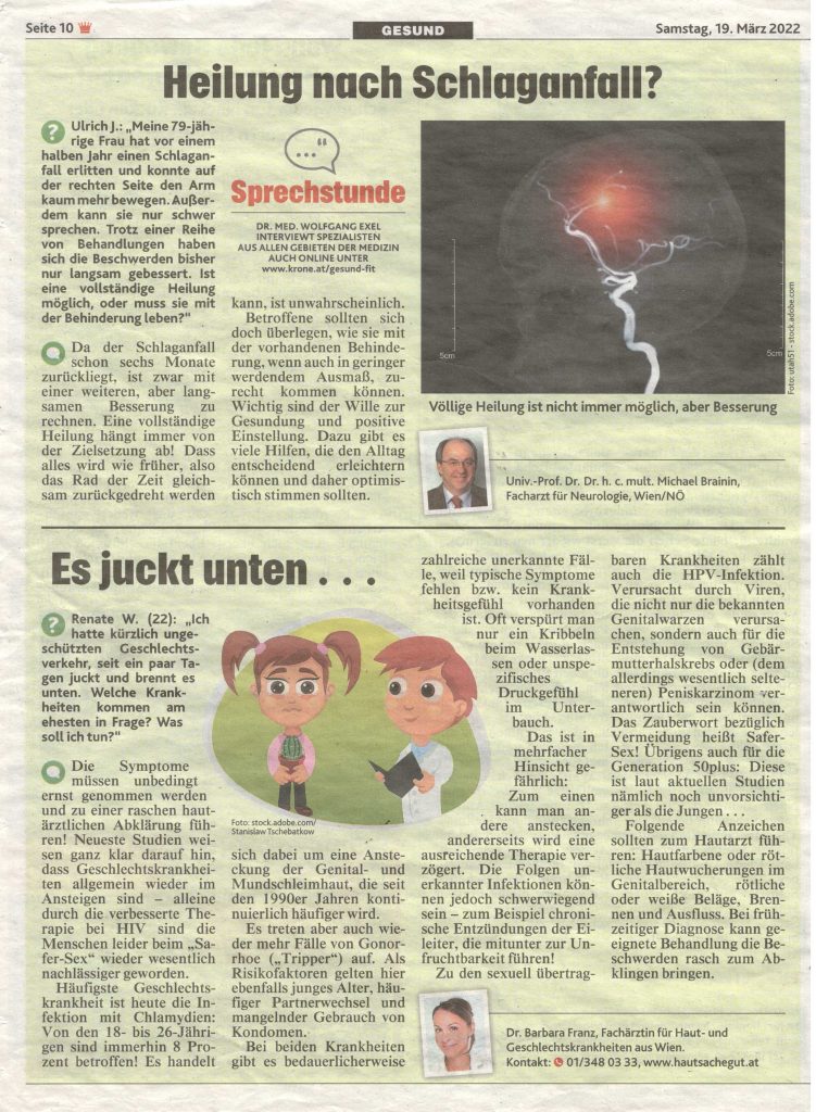 Dr Barbara Franz in der Kronen Zeitung 2022-03-19